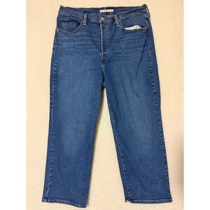 Levis Ribcage Straight Ankle Jeans Womens 16W Blue Medium Wash High Rise Plus